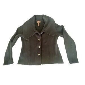 Fenn Wright Manson Black Sweater Coat Cardigan Jacket Large 100% Cotton